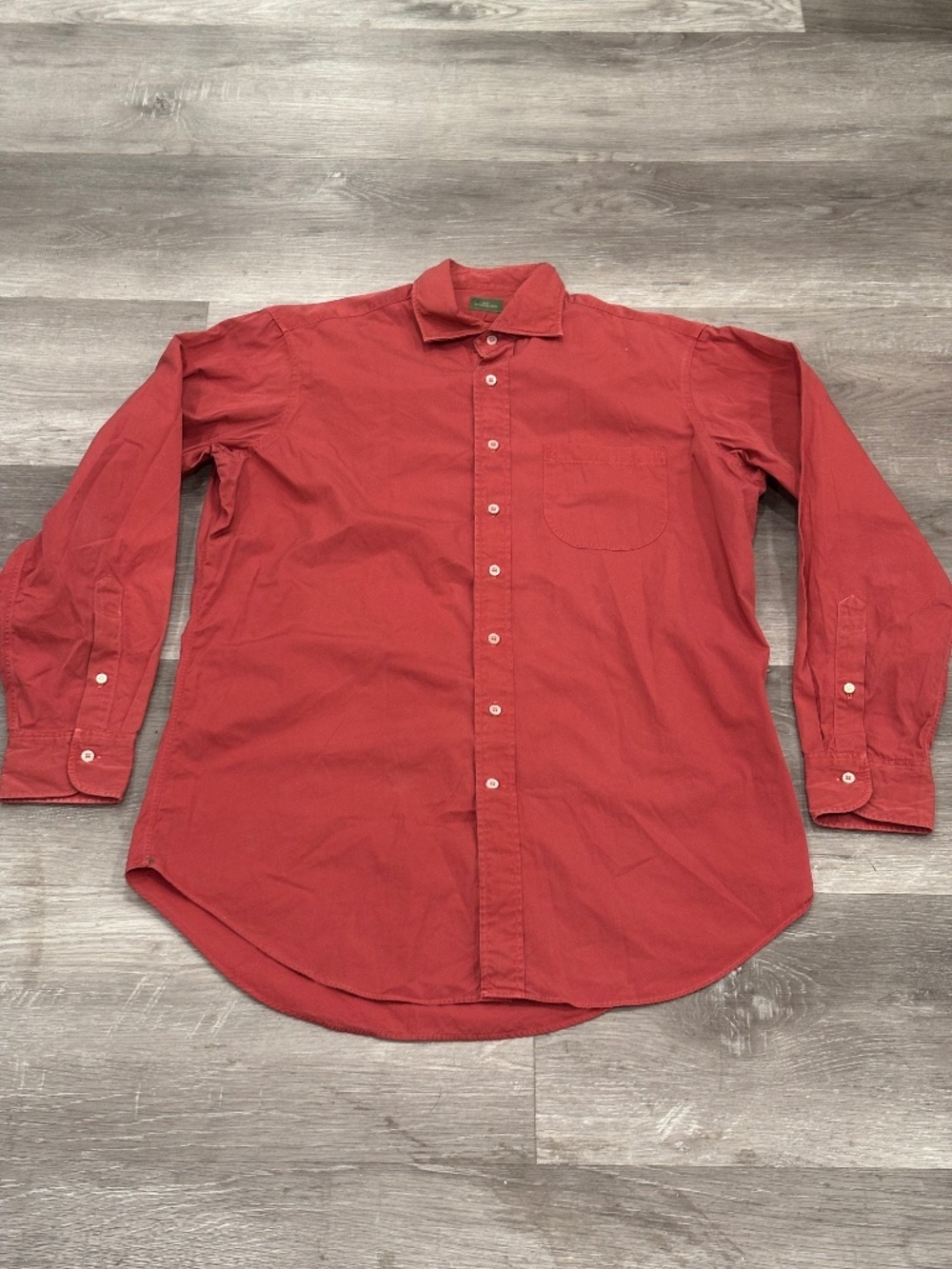 Sid Mashburn Oxford Dress Shirt In Red Poplin Lightweight Cotton Classic Mens M